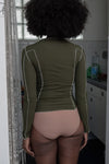 BASERANGE Long Sleeve T-Shirt TTML Collection Ribbed Cotton Portugal BAS-TTML-RB-WI23-LV Green